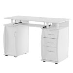 Embossed White Particle Board with Melamine Laminate 1155574cm One-Door Three-Drawer Computer Desk - Image 8