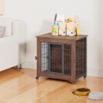 27.2" Dog Crate Furniture with Wheels for Small Dogs, Heavy Duty Dog Kennel Indoor with 2 Doors, Wooden Pet Cage End Table, Double-Doors Sturdy Metal Dog Cage for Anxiety Dog - Image 7
