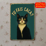 CIFbuy Vintage Black Cat Metal Wall Sign, TU FAIS" CACA? French Text Funny Decor, Weatherproof Rustproof UV Resistant, Weatherproof Rustproof UV Resistant, 7.87x11.81 Inch 2 TU FAIS CAikTok, TU FAIS CAikTok, t Self-pickup Logiopics - Image 7