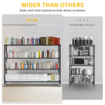 4-tier, adjustable shelf spacing, with adjustable feet and wheels, iron display stand, 150*60*192cm, powder-coated black - Image 10