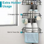 Corner Shower Caddy Tension Pole, Quick Setup, Rust-Free Bathroom Shower Organizer Corner for Bathtub Shampoo Storage, 4-Tier Adjustable Shelf, Drill Free, Fits 8.66 to 116 Inch Height, Black - Image 7