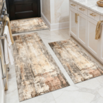 Three-piece kitchen rug set, non-slip and washable, abstract pattern kitchen hallway rug, soft and comfortable, suitable for sinks, floors, entrances, hallways and bathrooms. - Image 22