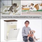 10 Gallon Tilt Out Trash Cabinet Freestanding Trash Bin Cabinet Wood Garbage Recycling Cabinet with Hideaway Drawer Pet Proof Trash Can Holder for Kitchen Living Room, Antique White (not include can) - Image 19