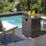 Replace 95812680 40*40*57cm Iron Frame Gas Bottle Storage Rattan Side Table Brown Gradient - Image 5