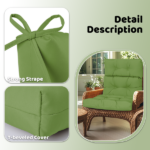 High Back Chair Cushions Set of 2, Waterproof Outdoor Rocking Chair Cushion with Ties, Rocking Chair Cushion for Outdoor Patio, Garden Porch - Image 3