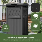 31 Gallon Large Outdoor Trash Bin, Waterproof Resin Garbage Can with Lid & Drip Tray, Waste Container,for Porch, Backyard, Black (Shipment from Walmart) - Image 4