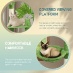 48in Plush Cat Tree with Leaves, Multi-level Cat Tower with Cat Condo, Cozy Hammock, Sisal Scratching Posts, Large Cat Pet Activity Center for Indoor Cats, Green - Image 5