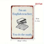 CIFbuy English Teacher Vintage Metal Sign Teaching Phrases Iron Wall Decor Home Cafe Garage Ideal Educator Gift (TikTok, temu pick-up service) - Image 3