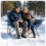 Navy Dual Person Heated Folding Camping Chair 4 Heating Zones 3 Temperature Levels, Heavy Duty 660 LBS Double Outdoor Loveseat with Cup Holders Storage Pockets & Carry Bag for Picnic Beach Sports - Image 8