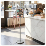 Adjustable Floor Standing Sign Holder, 8.5"x11" Front Loading Snap Frame with 360° Rotatable Frame, Water/Sand Fillable Weighted Base for Retail Restaurant Hotel - Silver - Image 5