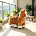 6V Battery Powered Kids Ride On Pony – Electric Ride On Horse, with Bear Toy, Music, for 1.5-5 Years Old - Image 3