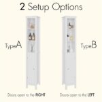 66.92" Tall Bathroom Storage Cabinet with Adjustable Shelves,1 Doors Freestanding Cabinet with Anti-Tip, Open compartments, for Home, Small Spaces, Bathroom,Kitchen, Living Room, White - Image 2