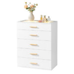 Particleboard Wood Three Drawers With LED Light Bedside Table Dresser Nightstand White