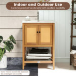 2-Door Rattan Bathroom Vanity, Acacia Wood Cabinet with Ceramic Sink (White + Natural)​ - Image 3