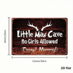 CIFbuy Vintage Little Man Cave No Girls Allowed Except Mom Metal Tin Sign 8x12 Inch Waterproof Rustproof 2D Flat Classic Wall Decor TikTok, TikTok, r Self-pickup Logiopics - Image 2