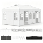 10x20ft Pop Up Canopy Tent with Detachable Sidewalls, 3-Level Adjustable Height Heavy Duty Metal Frame Outdoor Party Gazebo Waterproof 210D Oxford Fabric with Sandbags Stakes Wind Ropes for Wedding Market Camping White - Image 2