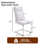 Dining chair set (2 pieces) modern leather imitation soft cushion dining chair, with soft cushion backrest and electroplated legs, suitable for kitchen/living room/dining room, white - Image 2