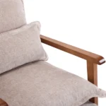Cloud Shaped Indoor Leisure Chair with Solid Wood Armrest, Metal Frame, Chenille Fabric Accent Chair with Lumbar Pillow, Single Sofa Chair Khaki - Image 9