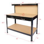 Steel Workbench Tool Storage Work Bench Workshop Tools Table W/Drawer and Peg Board 63" - Image 5