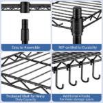 5-Tier Wire Shelving with Wheels 24"W x 18"D x 72"H Adjustable Heavy Duty Steel Wire Rack, Metal Storage Shelves for Kitchen Pantry, Rolling Garage Shelving Unit, Black(Shipment from Walmart) - Image 2