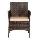 2pcs Arm Chairs 1pc Love Seat & Tempered Glass Coffee Table Rattan Sofa Set Brown Gradient SAME AS 45313116 - Image 5