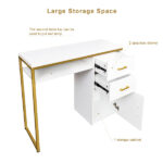 White particleboard and iron pipe, 97*35*78cm, 2 drawers and 1 door, computer desk, suitable for multiple scenarios - Image 6
