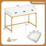 43.5" Home Office Desk with Built-in Charging Station & 3 Drawers Hidden Compartment - Image 4