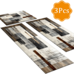Three-piece kitchen rug set, non-slip and washable, abstract pattern kitchen hallway rug, soft and comfortable, suitable for sinks, floors, entrances, hallways and bathrooms. - Image 2