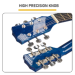 Blue 38-inch Acoustic Guitar with Picks, Strings, Capo, Case, Tuner, and Strap - Image 5