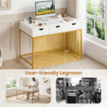 43.5" Home Office Desk with Built-in Charging Station & 3 Drawers Hidden Compartment - Image 11