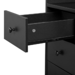 Black MDF Folding Nail Desk with 2 Drawers, Cabinet Door & Storage Shelf - Image 11