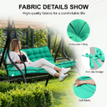 Outdoor Swing Cushions 70 Inch, Waterproof 4" Thick Porch Swing Cushion Replacement with Backrest and Ties, Comfortable 2-3 Seat Pation Swing Pad for Backyard, Garden, Lawn, Outdoor Furniture acid blue - Image 5