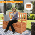 112 * 58 * 84cm Cedar Yard Storage Box With Backrest Armrest Bright Orange Red - Image 11