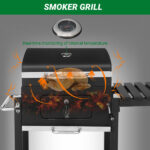 Charcoal Grill with Foldable Side Table and Wheels, Heavy-duty BBQ Grill for Outdoor Picnics Patio Garden and Backyard Grilling - Image 11