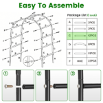 Freestanding Metal Trellis Arch Multi-Size Adjustable Modular Pipe Design, Black Iron Frame Segmented Assembly for Garden Climber Patio Wedding Decoration - Image 9