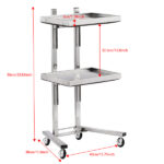 2 Tier Beauty Salon SPA Rolling Cart with Double Storage Tray Stainless Steel - Image 4