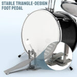 14"x10" 3-Pieces Junior Kids Drum Set Kit Pedal Drum Stick Wrench Drum Stool Black - Image 7