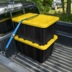 Large Storage Bin, 27 Gallon Durable Plastic Storage Tote with Snap-On Lid, Black and Yellow, 6 Pack (Shipment from Walmart) - Image 5