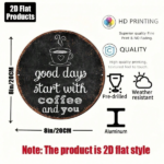 CIFbuy 1pc 8x8in Vintage 2D Flat Round Sign, "A Good Day Starts With" Decorative Plaque, English Quote Wall Art for Cafe Kitchen Restau TikTok, Temu Self-pickup Logistics - Image 7