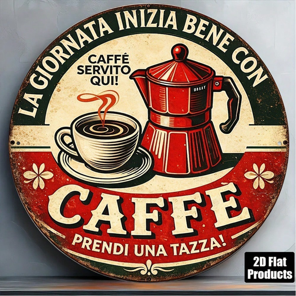 CIFbuy 1pc 8x8in Italian Shop Decorative Sign, "" 2D Flat Round Plaque, Round Plaque, Vintage Kitchen Bar Restaurant Wall Decor TikTok, TikTok, teemu Self-pickup Logiecics