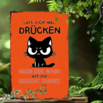 CIFbuy 1pc Funny Cat Metal Wall Art Retro Iron" Sign, German Humorous Quote Lass Dich Mal Drücken, 2D Flat Decor For Home Bedroom, 2D Flat Decor For Home Bedroom, 7.87x Retro Iron Sign,ikTok, Retro Iron Sign,ikTok, t Self-pickup Logiopics - Image 5