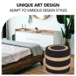 Round Pouf Ottoman Natural Seagrass Pouf Footrest, Foot Stool for Bedroom Living Room | Accent Seat Temu - Image 5