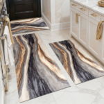 Three-piece kitchen rug set, non-slip and washable, abstract pattern kitchen hallway rug, soft and comfortable, suitable for sinks, floors, entrances, hallways and bathrooms.