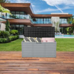75gal 260L Outdoor Garden Plastic Storage Deck Box Chest Tools Cushions Toys Lockable Seat - Image 8