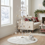 6ft White PVC Metal Artificial Christmas Tree with Snowflake Topper, No Extra Ornaments, Daily Decor Tree - Image 9