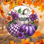 CIFbuy Handmade-Style 2D Flat Round Acrylic Wreath, "" Flat Round Acrylic Wreath, Acrylic Wreath, Purple Pumpkin Welcome Sign Wall Decor TikTok, TikTok, temu emu Self-pickup Logiecics - Image 7