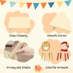 Kids Table and 2 Chairs Set, 3 Pieces Toddler Table and Chair Set, Wooden Activity Play Table Set (Lion&Monkey)-Does not support self pick up - Image 7
