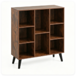 Rustic Brown 8-Cube Open Bookshelf with Top Display Shelf, Engineered Wood Freestanding Book Storage Organizer with Anti-Tipping Kit for Living Room Bedroom Office - Image 6