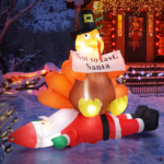 Replace 57412109 4.9 FT Lighted Christmas Inflatable Decoration, Inflatable Turkey Sitting on Santa Claus, Funny Blow Up Yard Decorations with Built-in LED Lights for Holiday Party Front Yard Lawn Garden Decor - Image 15