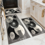 Three-piece kitchen rug set, non-slip and washable, abstract pattern kitchen hallway rug, soft and comfortable, suitable for sinks, floors, entrances, hallways and bathrooms. - Image 17